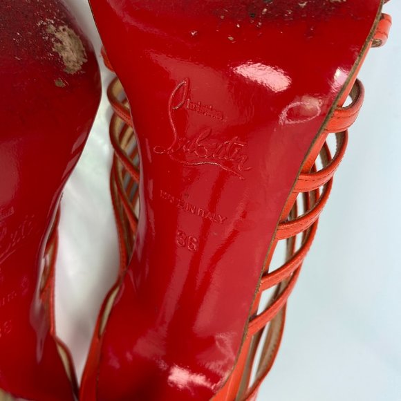 🌷❤️‍🔥FINAL SALE 🔥 NO OFFERS🌷💥Christian Louboutin Orange Leather Heel 36 - Picture 8 of 9